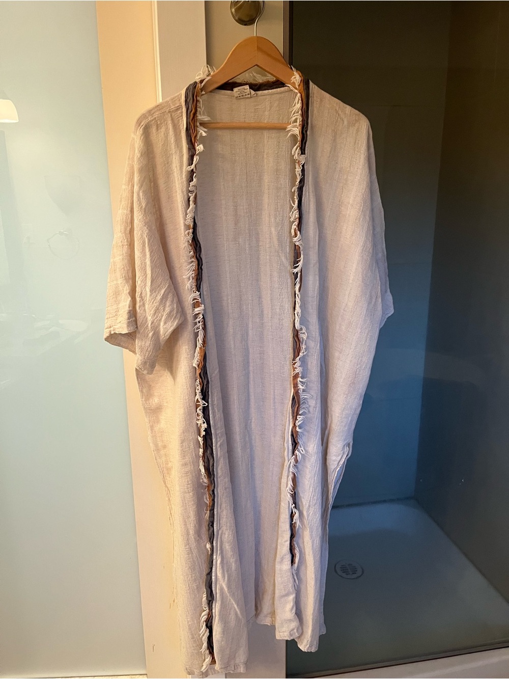 Tofino Towel White Fringe-Trim Beach Kimono Coverup